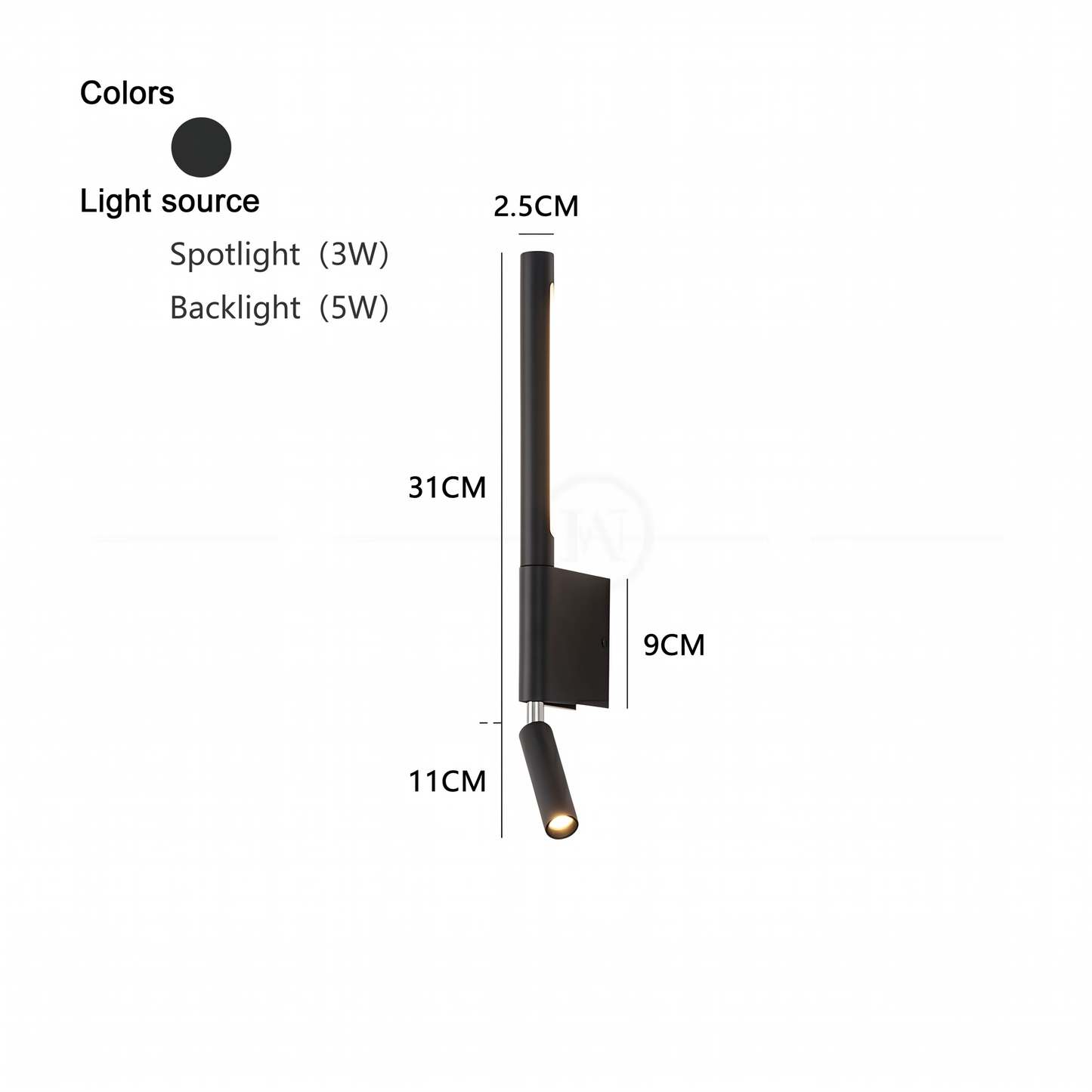Nordic Minimalist LED Bedside Wall Lamp | Modern Scandinavian Bedroom Reading Light with Adjustable Spotlight & Backlight Sconce