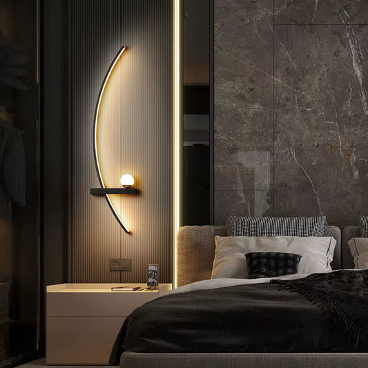 Nordic Modern Black Gold Wall Lamp for Living Rooms and Bedrooms
