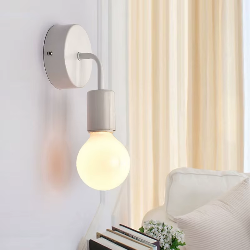 Nordic Modern Wall Lamp Iron Black E27 Indoor Lighting Bedside Bedroom Bathroom Lamp Sconce Wall Light Fixture Industrial Decor